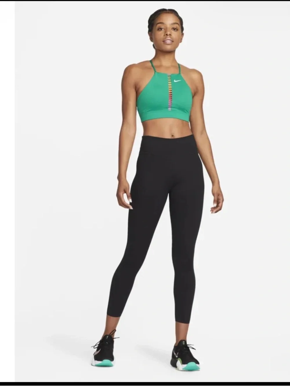 Nike Teal sports bra Sports Crop Top with Rainbow Stripe.